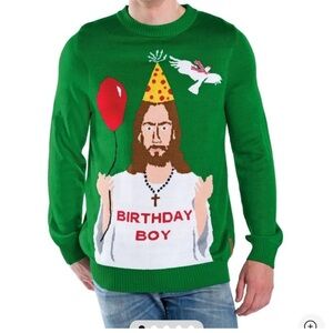 Tipsy Elves New -Green Birthday Boy Sweater
